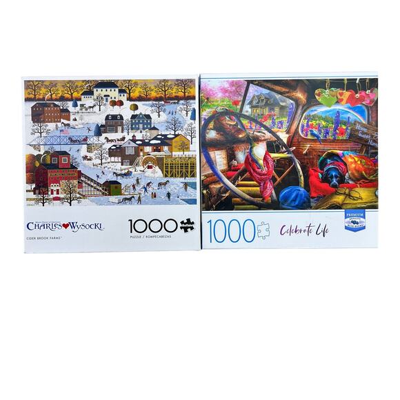 Jigsaw Puzzle 1,000 Piece Lot of 2 Celebrate Life & Cider Brook Farms Wysocki - Picture 1 of 5